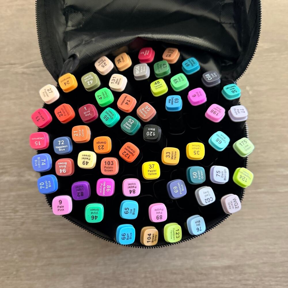 Touch Markers Pack of 60 Dual Sided with Case NEW Broad Fine Tip Art Coloring